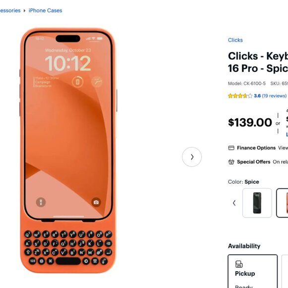 Clicks - Keyboard for Apple iPhone 16 Pro - Spice (Orange) - Picture 3 of 4